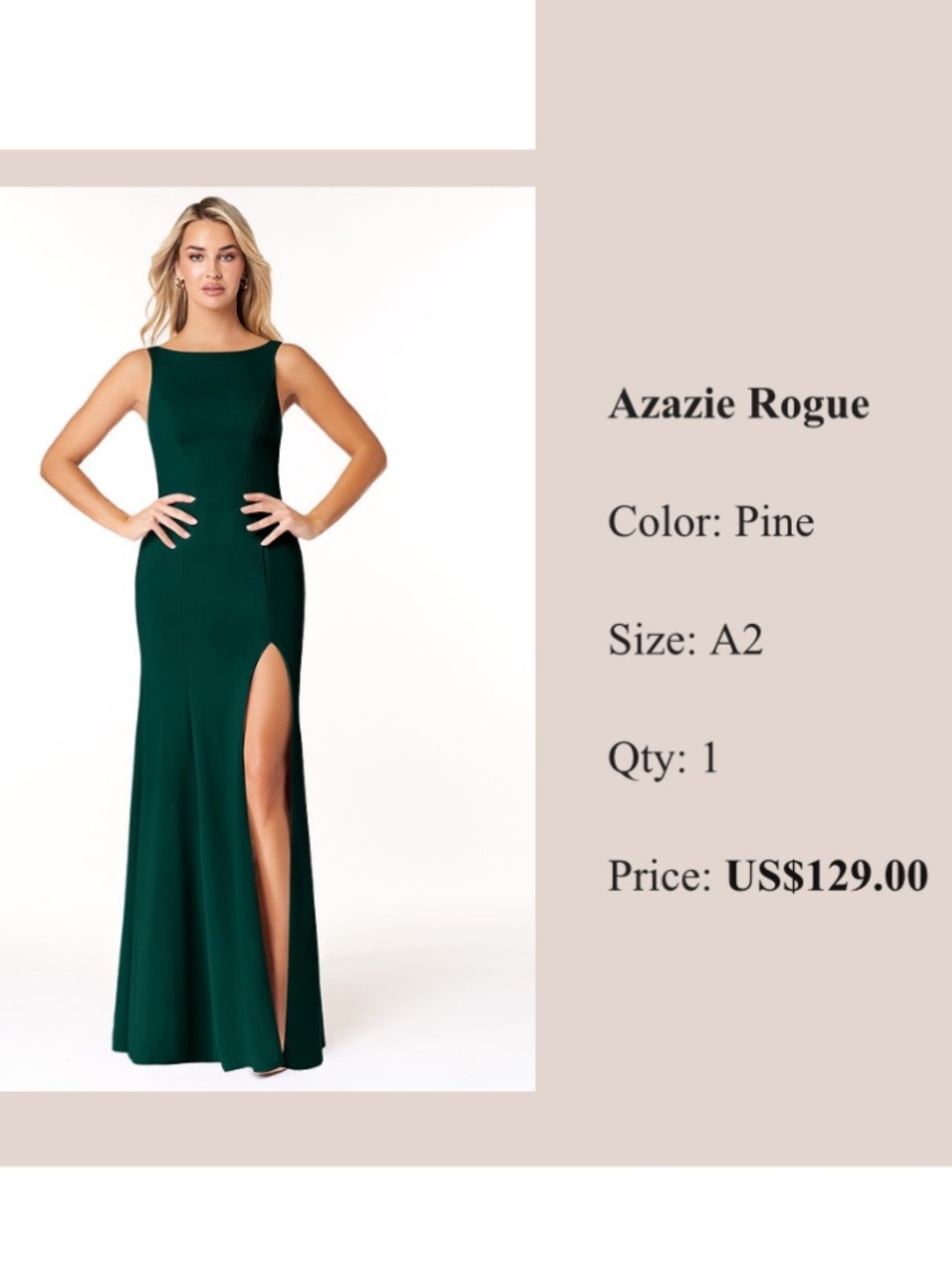 Azazie Pine Rogue Sleeveless Maxi Gown